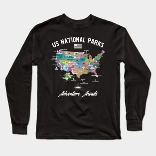 Us National Parks Map Long Sleeve T-Shirt